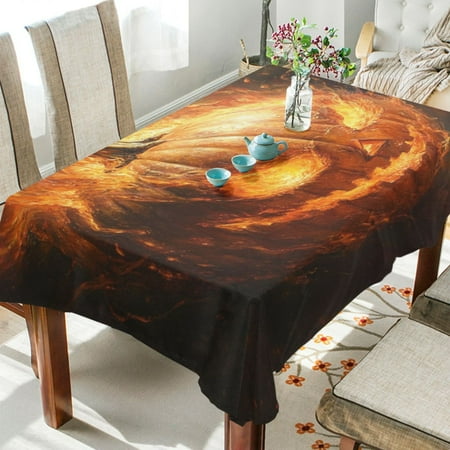 

WOBOGO A Pumpkin Head on Fire Square Tablecloth 60×60in Polyester Fabric Tablecloth Washable Dust Resistant Wrinkle Resistant