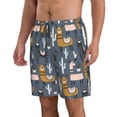 thumbnail image 2 of Kdxio Llama and Cactus Pattern Mens Casual Shorts - Drawstring Summer Beach Sports Shorts for Men, 2 of 9