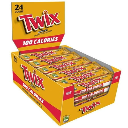 TWIX 100 Calories Caramel Chocolate Cookie Bar Candy, 0.71 Oz. Bar, 24 Ct.Box