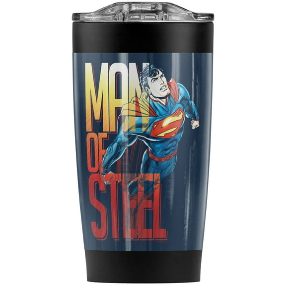 Superman Steel Flight Stainless Steel Tumbler 20 oz Coffee Travel Mug/Cup, Vacuum Insulated & Double Wall with Leakproof Sliding Lid | Great for Hot Drinks and Cold Beverages