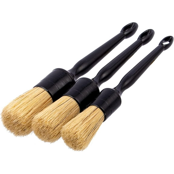 Car Detailing Brushes Set for Cleaning Car Wheel Rim, 3 Pack Automotive Cleaning Brushes Set Wet & Dry Use Scratch Free for Interior Exterior, Leather, Emblem, Wheel, Tire Nut