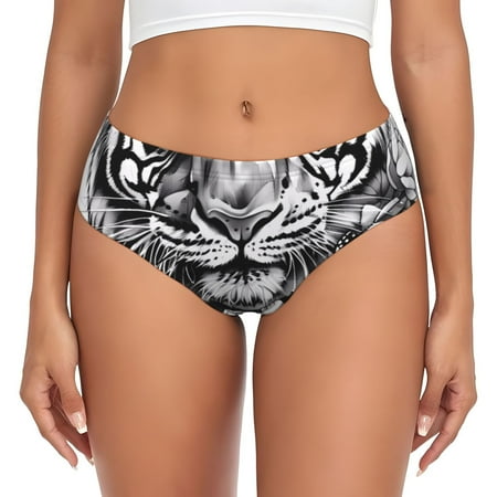 Sikiie Tiger Butterfly Floral Art Women s High Waisted Cotton Underwear Soft Breathable Panties Stretch Briefs Seamless Ladies Panties-X-Small