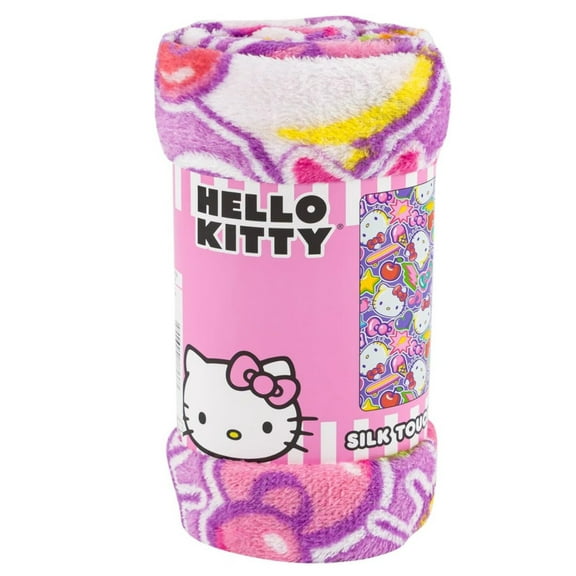 Hello Kitty Soft Silky Fleece Throw 40"x50" Kids Blanket "Cherry Summer"