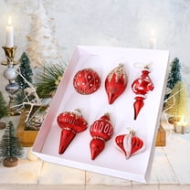 6pcs Christmas Plated and Painted Assorted Shape Ball Ornament Set - Colorful Hanging Decor for Home Decor, Holiday Parties & Gift Bags, Durable Electroplated Painted Ornaments, 10.6*12*2.36in, B