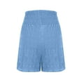 thumbnail image 5 of CFLVAEK Women's Plus Size Smocked Tiered Ruffle Flowy Shorts Drawstring Elastic Waist Wide Leg Shorts Beach Vacation Trendy Shorts Light Blue S, 5 of 8