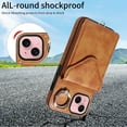 thumbnail image 2 of Allytech iPhone 13 Case with Ring Holder & Shoulder Strap, Retro PU Leather Cards Slots Kickstand Detachable Lanyard Shockproof Wallet Case Cover for Apple iPhone 13 - Brown, 2 of 14