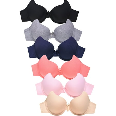 

247 Frenzy Women s Essentials Sofra Mamia Mopas PACK OF 6 Solid T Shirt Underwire Bra