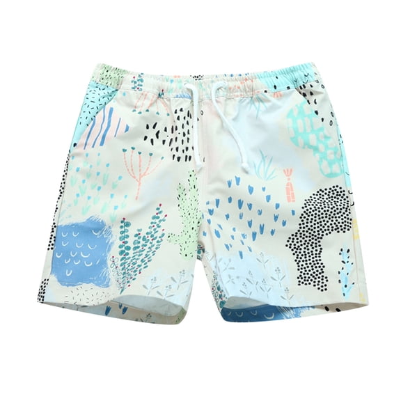 FUZHIQ Boys Swim Trunks Quick Dry Elastic Drawstring Print Beach Shorts,18-24 Months