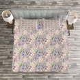 thumbnail image 3 of Ambesonne Spring Quilted Bedspread Set 3 Pcs, Farm Flower Lilacs Bloom, King Size, Lilac Blue and White, 3 of 3