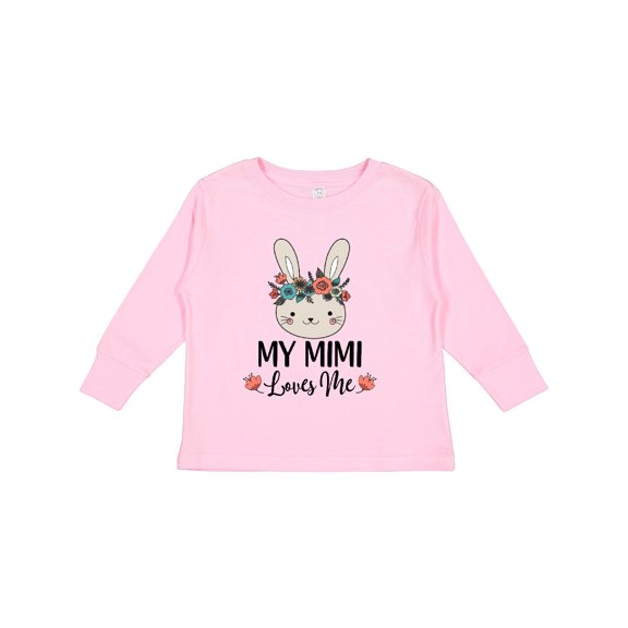Inktastic My Mimi Loves Me Granddaughter Bunny Girls Long Sleeve Toddler T-Shirt