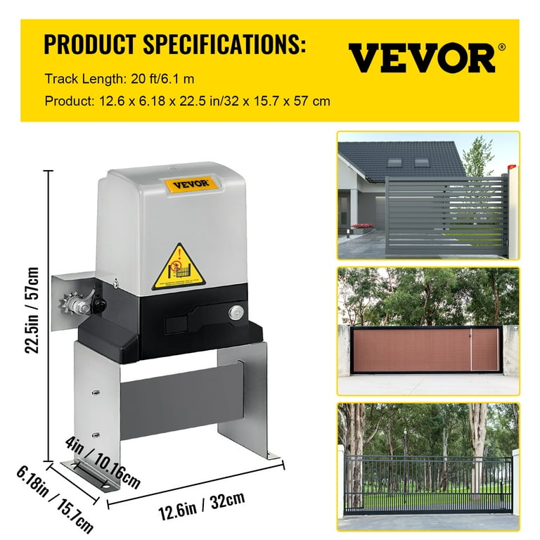 Automatic Sliding Gate Opener Kit with 2 Remote Controls 1400 lbs.