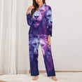 thumbnail image 2 of Yiaed Cool Lion Head Print Pajamas Women's Long Sleeve Sleepwear Soft Button Down Loungewear Pjs Lounge Set Nightwear Womens Pajama Pants-XX-Large, 2 of 7