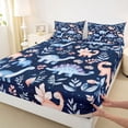 thumbnail image 3 of Homewish Cute Dinosaur King Sheet Set, Blue Leaves, 4-Piece Luxury, 3 of 7
