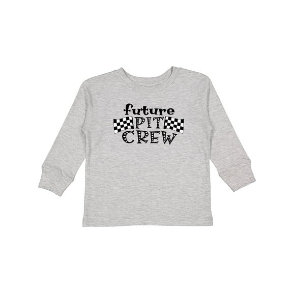 Inktastic Future Pit Crew Racing Flags Boys or Girls Long Sleeve Toddler T-Shirt