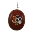 thumbnail image 1 of Harmonize Pendentif Ovale en Jaspe Rouge 7 Chakras Forme Spirituelle Reiki Pierres de Guérison Médaillon, 1 of 1