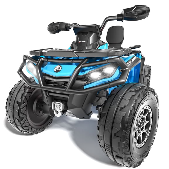 KerryYoo SAT5 24V Kids ATV, Licensed Can-am 4 Wheeler for Kids, Kerry Yoo Children Electric Car, 2 Seats, Parental Handle, Suspension, Safety Belt, Music-Blue