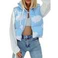 thumbnail image 6 of Genuiskids Women Juniors Winter Quilted Crop Vest Lightweight Sleeveless Warm Outerwear Puffer Vest Padded Gilet Waistcoat Blue Cloud Sleeveless Down Jacket for Teen Girls, 6 of 10