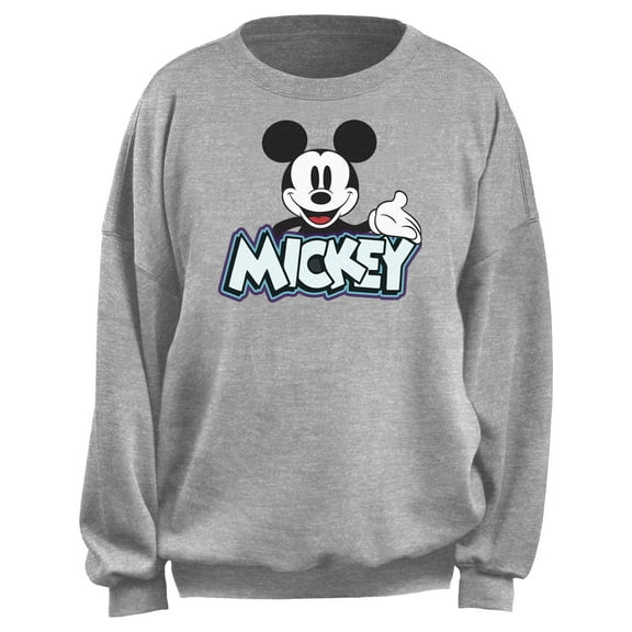 Junior's Mickey & Friends Classic Mouse Smile Sweatshirt Heather Gray Medium