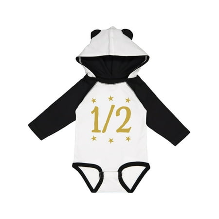

Inktastic Half Birthday Gold Stars Outfit Gift Baby Boy or Baby Girl Long Sleeve Bodysuit
