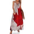 thumbnail image 1 of Vestido sin mangas con bandera canadiense, hojas de arce rojas y blancas de Canadá Vestido de verano para mujer Vestido largo para mujer, 1 of 7