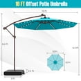 thumbnail image 3 of Costway Patio 10FT Hanging Offset Umbrella 32 LED Lights Sand Bag Outdoor Cross Base Turquoise, 3 of 10