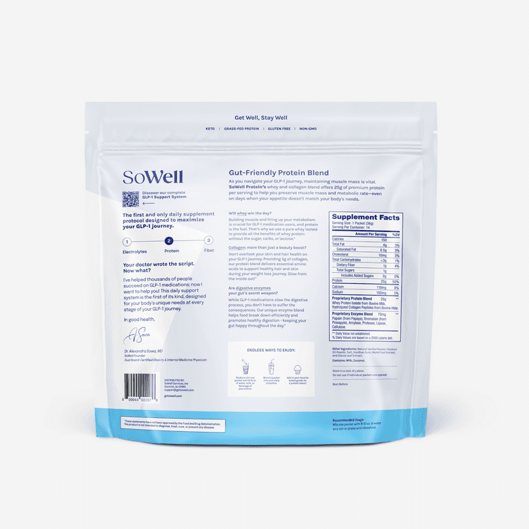 SoWell Protein Vanilla for GLP-1 Support SoWell Protein Vanilla for GLP-1 Support