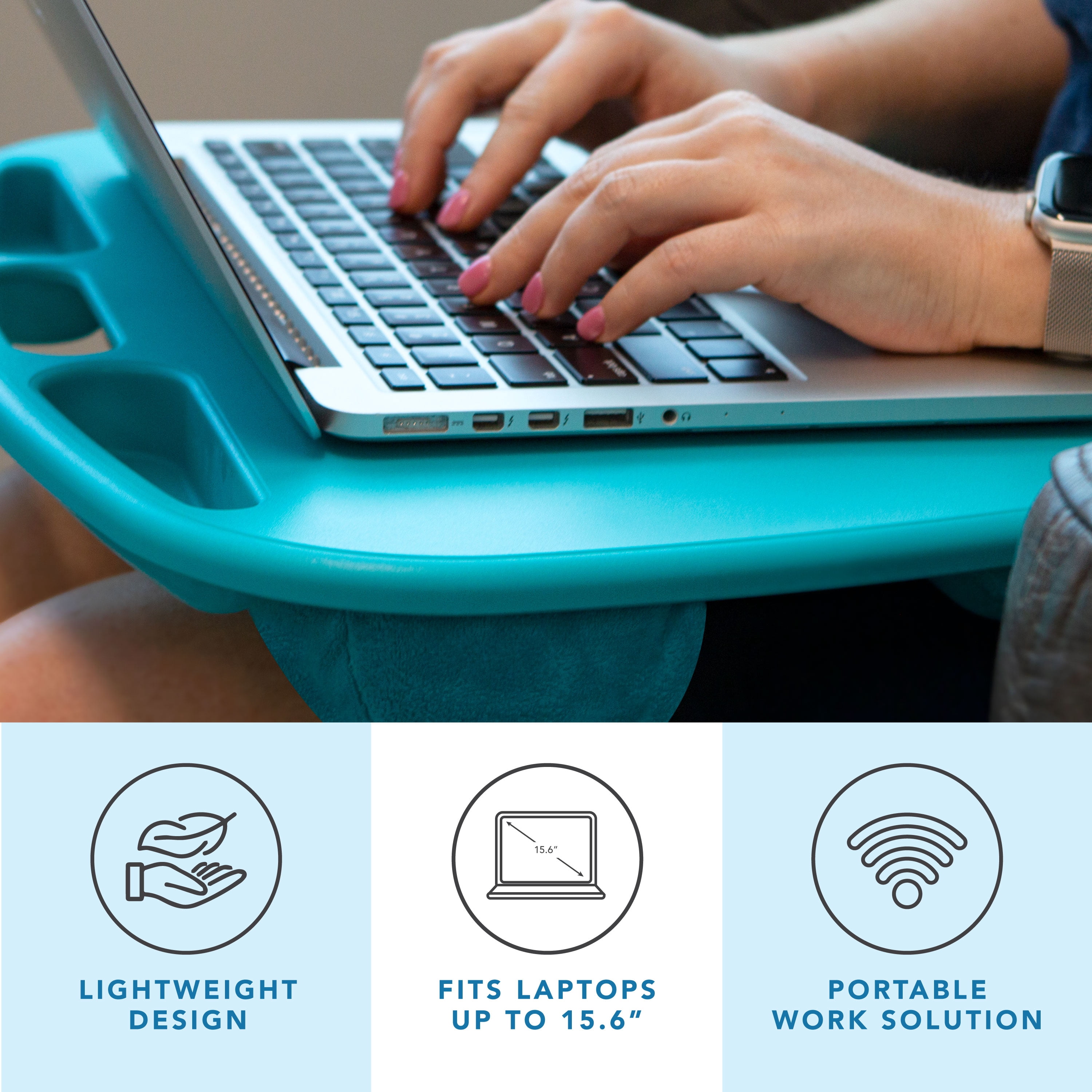 LapGear MyDesk Lap Desk, Fits 15.6" Laptop, Turquoise