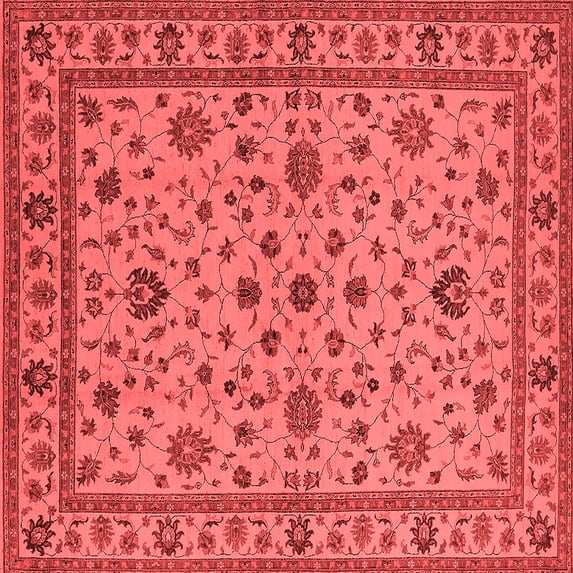 Ahgly Company Indoor Square Oriental Red Industrial Area Rugs, 7' Square