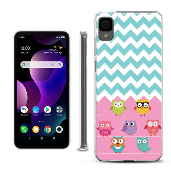 Slim-Fit Gel TPU Phone Case for TCL 30Z / 30 Z / 30 LE, by OneToughShield ® - Chevron/Teal/Owl