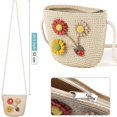 thumbnail image 4 of Sombrero De Paja Para El Sol Para Niñas, Lindo Sombrero De Flores Para Bebé, Conjunto De Bolsa De Paja, Sombrero De Paja Para Actividades Al Aire Libre Methold AP006908-02, 4 of 5