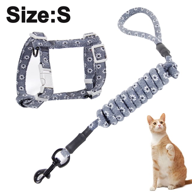 Juego de arnés y correa para gatos, ajustable a prueba de escapes para caminar al aire libre con hebilla de seguridad, luna y estrella