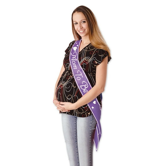 Party Central Club Pack of 6 Purple and White "Mom To Be" Sashes 33"