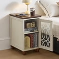 thumbnail image 5 of Narrow Side Table Set of 2 Farmhouse Nightstand with Storage Shelves Bedside Tables End Table for Bedroom Modern Wood Nightstand Living Room,White, 5 of 9
