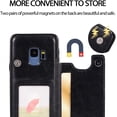 thumbnail image 6 of Design for Samsung Galaxy S9 Plus/S9+ Wallet Case,PU Leather Phone Cases with Screen Protector Card Holder,Stand Flip Shockproof Flip Protective Cover for Glaxay S9+ 9S Men 6.2 inch Black, 6 of 12