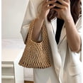 thumbnail image 6 of Kukuzhu Women Small Crochet Tote Handbag Cotton Top Handle Bag Summer Mesh Beach Bag Drawstring Fishing Net Bag Clutch Handbag, 6 of 7