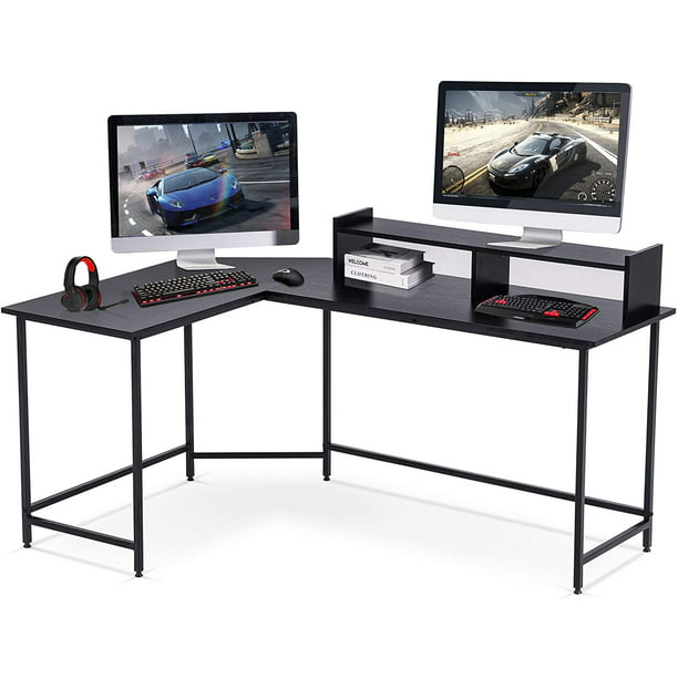 Ivinta L Shaped Computer Desk With, Black Corner Computer Desk With Hutch