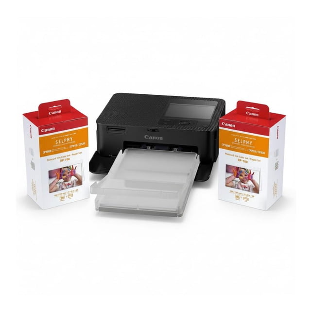 Impresora fotográfica compacta Canon CP1500 negra con tinta y papel