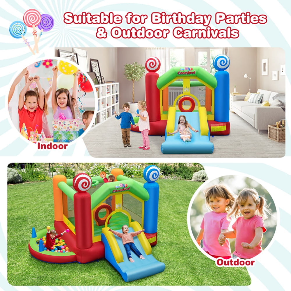 Aimee Lii Candy Land Theme Kids Inflatable Bounce House with 735W Air Blower, Playhouse for Kids Outdoor Aimee Lii Candy Land Theme Kids Inflatable Bounce House with 735W Air Blower, Playhouse for Kids Outdoor