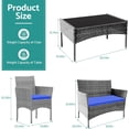 thumbnail image 3 of TINKLE WELL 4-Person Conversation Patio Furniture Wicker Patio Table and Chairs Set, Brown Dark Blue, 3 of 7