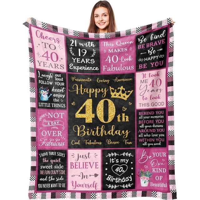 LHSHID 40th Birthday Gifts Women 40 Year Old Birthday Gifts for Women 40th Birthday Gift Ideas 40th Birthday Gifts Women Unique Gifts for 40th Birthday Woman 40th Birthday Blanket 50"x60"