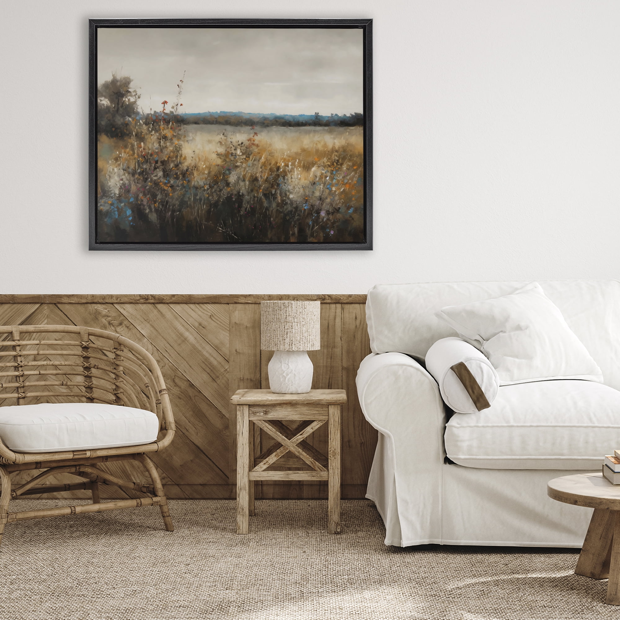 Stupell Industries Abstract Grunge Meadow Black Framed Floater Canvas Wall Art, design by Creative Studio