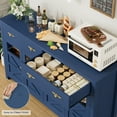 thumbnail image 6 of Homfa Farmhouse 55.1"W Kitchen Buffet Cabinet with Storage Drawer & Adjustable Shelf, Glass Door Wood Sideboard Credenza Coffee Bar with for Dining Room Living Room, Blue, 6 of 7