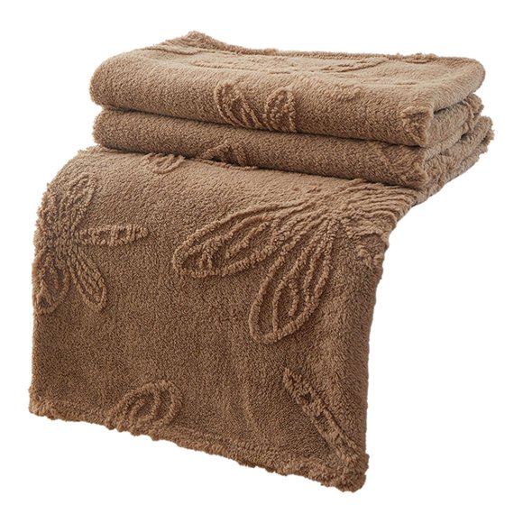 Luxury Milk Velvet Blanket with Cut Flower Border - Solid Color Velvet Throw 59x79 Inches for Bedding Sofa Cover - Soft Single Layer Blanket