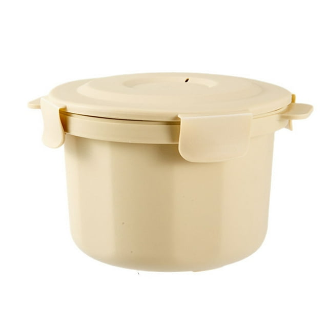Plastic Pot 17x17x11cm Microwave Oven Friendly Portable Rice Cooker with Air Holes for High Temperature Resistance Food Safe Plastic Beige Design Single Piece JASKFLY