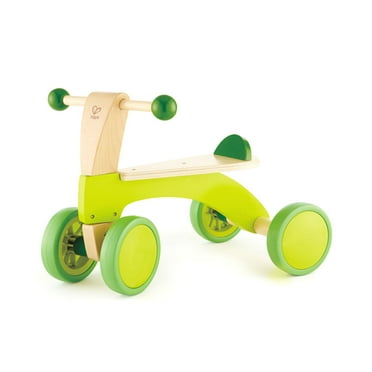 Hape Scoot Around Ride On Wood Bike Award Winning Four Wheeled Wooden Push Balance Bike Toy For Toddlers With Rubberized Wheels Bright Green Walmart Com