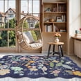 thumbnail image 2 of 4x6 Living Room Area Rugs: Washable Boho Bedside Rug Non-slip Floral Small Low Pile Carpet For Kitchen Bedroom Non-shedding Floor Mat Office Durable High Traffic Area(4x6 Purple), 2 of 7