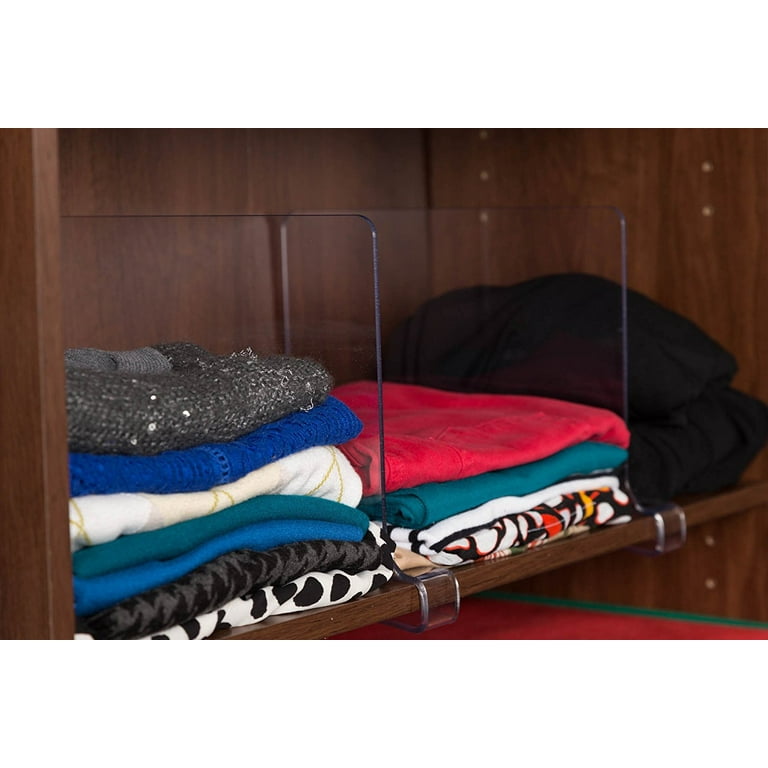 True 4U Acrylic Shelf Dividers 4 Pack -(11X4x10), Clear, Sturdy, and  Moveable Closet Shelf Organizer - Ideal Clothes, Towels, and Pantry,  Organizer