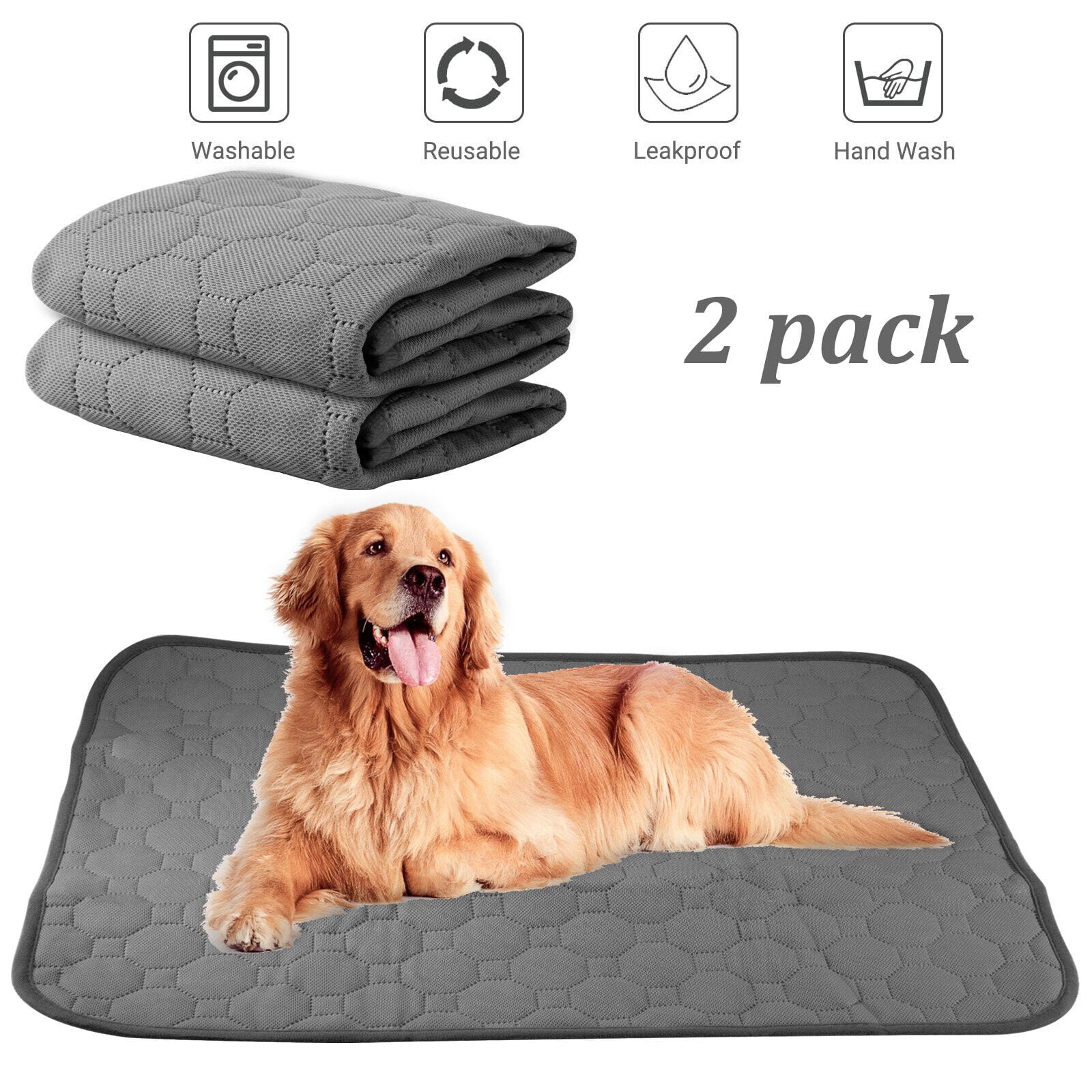 Non-Slip Dog Pads 26.3 x 19.6 inch, Washable Puppy Pads with Fast Absorbent, Waterproof Training Pad for Kennel