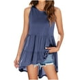 thumbnail image 2 of ZyeKqe Tank Tops for Women Crewneck Sleeveless Ruffle Dressy Casual Blouses Summer Fashion Pleated Tunic Top, 2 of 8