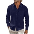 thumbnail image 3 of Thousandth Men Linen Long Sleeve Button Down Shirt Casual Plus Size Loose Fit Shirt Lightweight Tops Outdoor Work Shirts for Men, 3 of 8